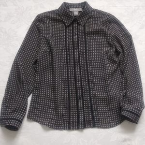 Vintage eyelet lace crochet detail pleats shirt